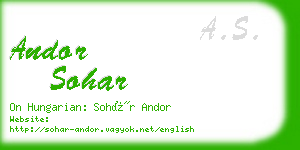 andor sohar business card